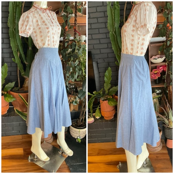 1849 Authentic Ranchwear Denim Chambray Full Flared Skirt XL - Picture 3 of 7